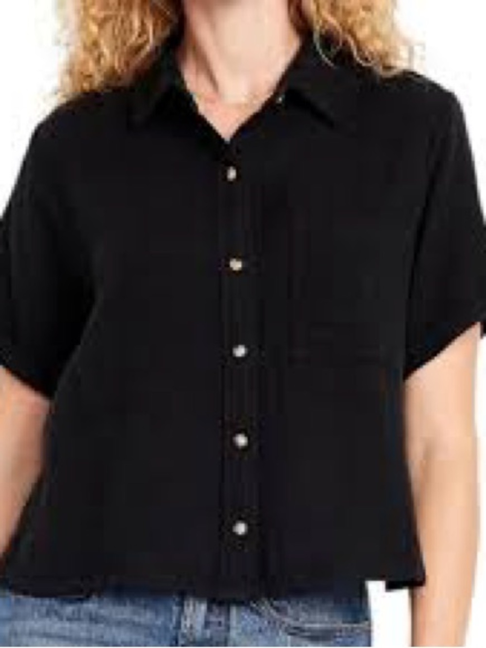 Old Navy Short Sleeve Crinkle Gauze Coastal Chic Black top NWT Size XL
